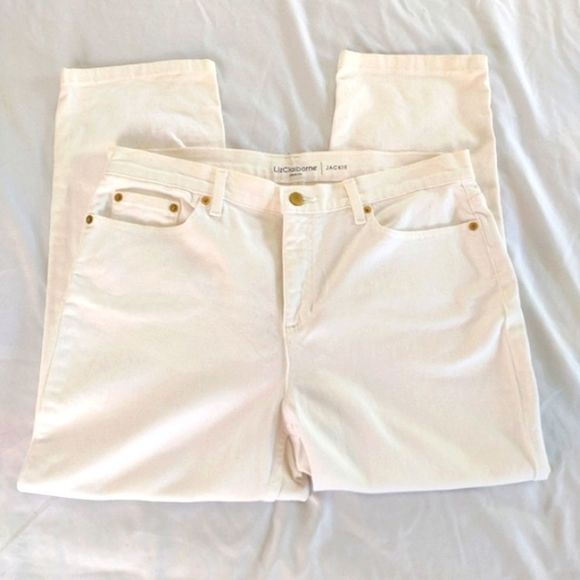 Liz Claiborne Denim White highrise Jackie Cut Jeans size 35 waist 25 inseam - Picture 4 of 7